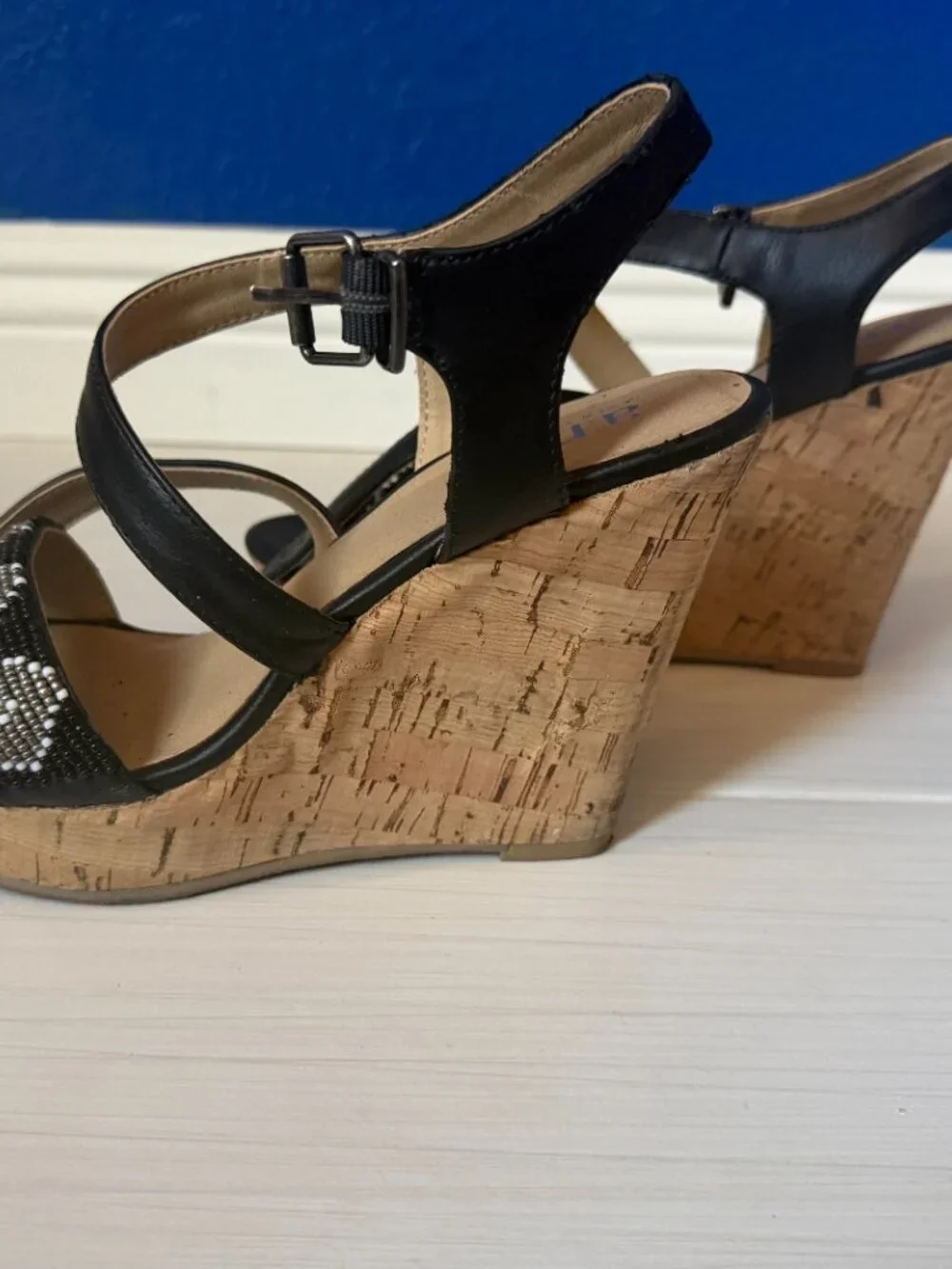 Black Wedge Sandal Heels by Ana A New Approach